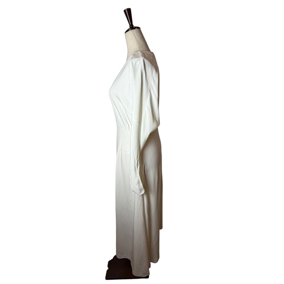 Karen Millen Dress Women 8 White Viscose Crepe Long Sleeve Midi NWT Bridal - Picture 5 of 11